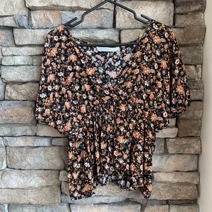 Zara | floral rayon blouse